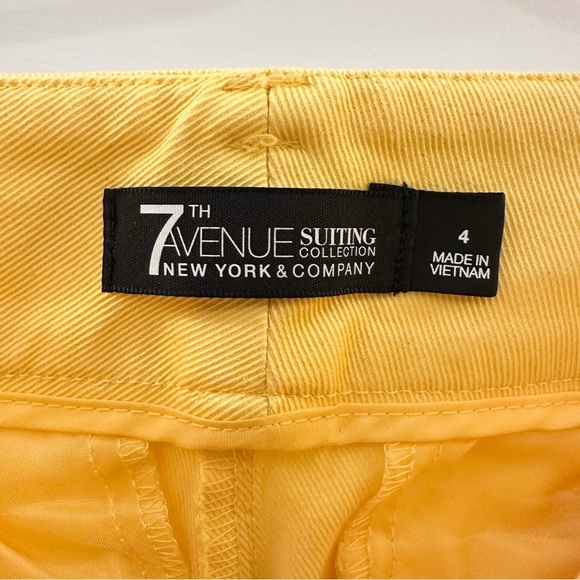New York & Co 7th Avenue Suiting Collection Flat Front Zip Ankle Pants Yellow 4 - Picture 6 of 8